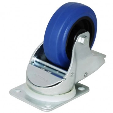 100mm Braked Automatic Castor with Blue Rubber Wheel